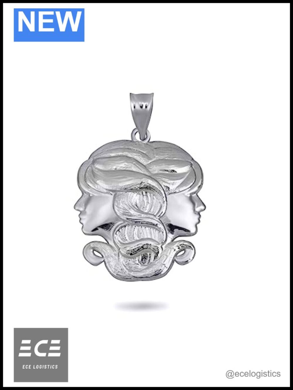 10K White Gold Gemini Zodiac Pendant Necklace Charm Astrology Jewelry Gift